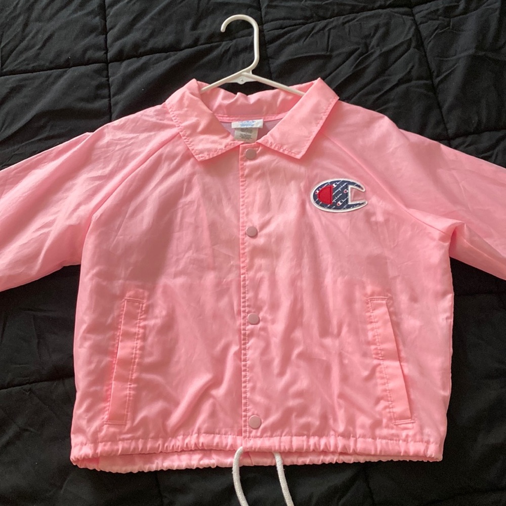 Pink Vintage Champion Windbreaker-Style Jacket